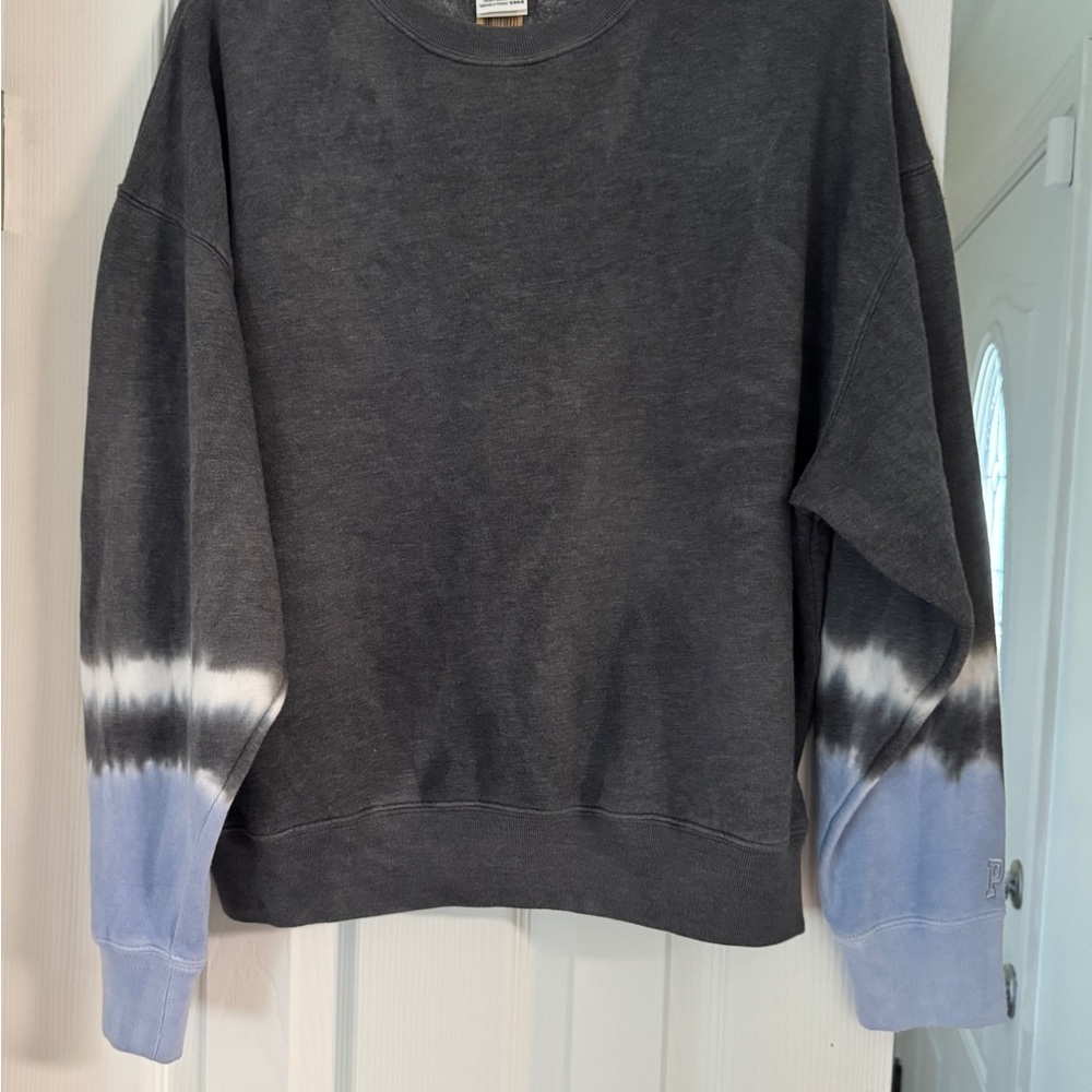 PINK Victoria's Secret Charcoal and Indigo Tie-Dye Sweatshirt